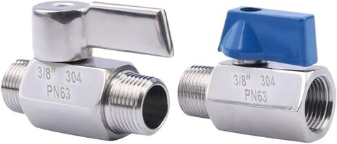 1/8 "1/4" 3/8 "1/2" 3/4 "1" BSP أنثى ذكر 304 316 الفولاذ المقاوم للصدأ الصحية صمام كروي صغير البيرة مع مقبض (1/8 "، أنثى إلى أنثى_مقبض أزرق_BSP SUS 316L) in Kuwait