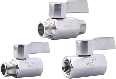 1/8 "1/4" 3/8 "1/2" 3/4 "1" BSP أنثى ذكر 304 316 الفولاذ المقاوم للصدأ الصحية صمام كروي صغير البيرة مع مقبض (1/8 "، أنثى إلى أنثى_مقبض أزرق_BSP SUS 316L) in Kuwait