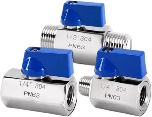 1/8 "1/4" 3/8 "1/2" 3/4 "1" BSP أنثى ذكر 304 316 الفولاذ المقاوم للصدأ الصحية صمام كروي صغير البيرة مع مقبض (1/8 "، أنثى إلى أنثى_مقبض أزرق_BSP SUS 316L) in Kuwait