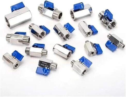 1/8 "1/4" 3/8 "1/2" 3/4 "1" BSP أنثى ذكر 304 316 الفولاذ المقاوم للصدأ الصحية صمام كروي صغير البيرة مع مقبض (1/8 "، أنثى إلى أنثى_مقبض أزرق_BSP SUS 316L) in Kuwait