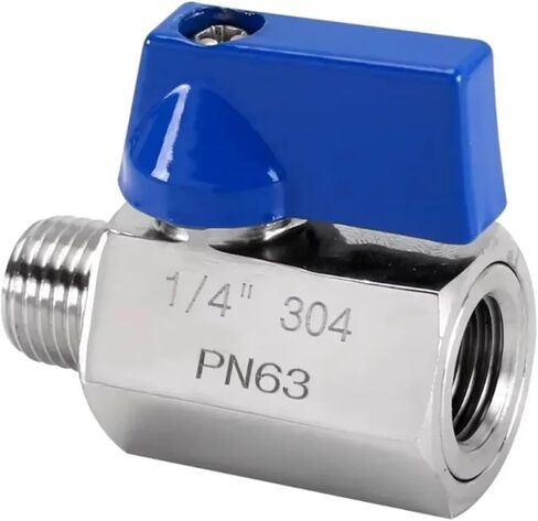 1/8 "1/4" 3/8 "1/2" 3/4 "1" BSP أنثى ذكر 304 316 الفولاذ المقاوم للصدأ الصحية صمام كروي صغير البيرة مع مقبض (1/8 "، أنثى إلى أنثى_مقبض أزرق_BSP SUS 316L) in Kuwait