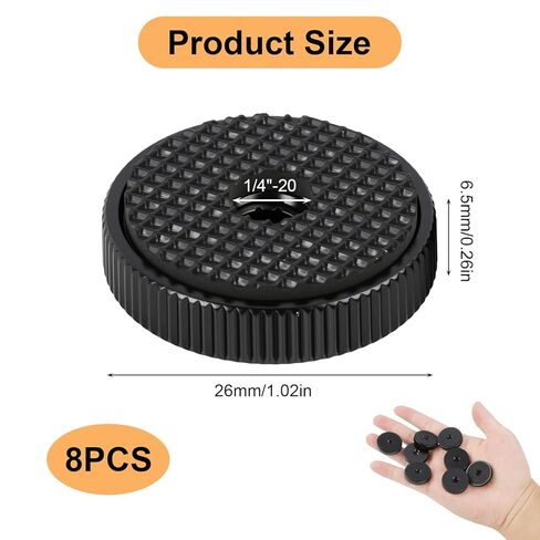 8 Pcs 1/4"-20 Flat Knurled Nut with Washer, Female Thread Wing Knob Thumb Fastener for Camera Tripod Hot Shoe, Knurled Locking Wheel Adapter Spacer for Tripod Heads, Microphones in Saudi Arabia