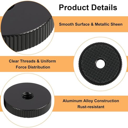 8 Pcs 1/4"-20 Flat Knurled Nut with Washer, Female Thread Wing Knob Thumb Fastener for Camera Tripod Hot Shoe, Knurled Locking Wheel Adapter Spacer for Tripod Heads, Microphones in Saudi Arabia