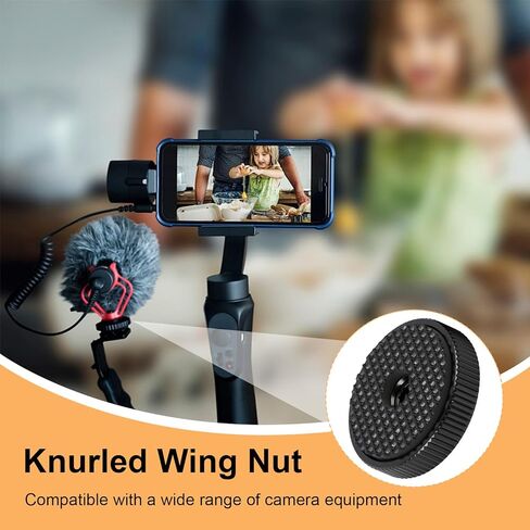 8 Pcs 1/4"-20 Flat Knurled Nut with Washer, Female Thread Wing Knob Thumb Fastener for Camera Tripod Hot Shoe, Knurled Locking Wheel Adapter Spacer for Tripod Heads, Microphones in Saudi Arabia