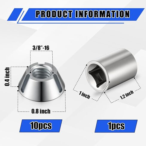 11 Pcs Include Installation Tool and 10 Pcs 3/8-16 Tri-Groove Tamper Proof Security Nuts, Tamper Proof Security Nuts, #30, Trident, Galvanized Steel in Kuwait