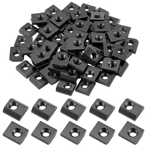 100 Pack 5/16"-18 Slide in Economy T-nut, Threaded Steel Standard Slide in T-nut T-Slot Nuts Accessory Black Galvanized for 15 Series Aluminum Extrusion T Slot Track DIY UNC Threaded in Kuwait