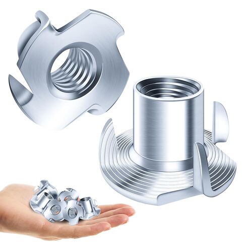 50PCS 3/8-16 T-Nuts Zinc Plated Steel Nutserts, 4-Pronged Tee Nut for Wood, Rock Climbing Holds 3/8-16 T Nuts Set for Wood Furniture in Kuwait
