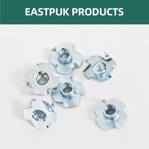 50PCS 3/8-16 T-Nuts Zinc Plated Steel Nutserts, 4-Pronged Tee Nut for Wood, Rock Climbing Holds 3/8-16 T Nuts Set for Wood Furniture in Kuwait
