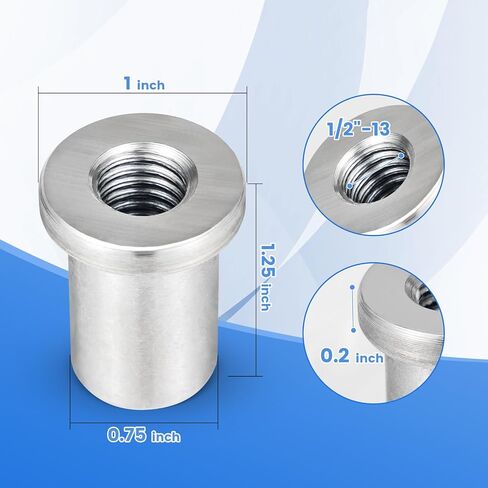 8PCS Weld Nuts,Weld-On Nuts 1/2"-13 Thread, 1-1/4"Long Threaded, Weld-on Nuts Stepped Female, Weld Nuts Made in Low-Carbon Steel, Easier to Welding in Kuwait