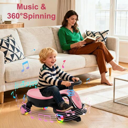 Glaf 6V Electric Wiggle Car with Pedal, Rechargable Battery, Ride On Toys Electric Kids Car 2 in 1 Swing Car with Anti-Rollover Flashing Wheels, Bluetooth, for Kids 3+ Years Old Boy/Girl(Black) in Kuwait