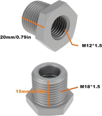 ECSiNG 2pcs M18x1.5 Male to M12x1.5 Female Reducing Thread Adapter for Pipes in Kuwait