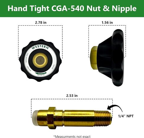 Hand Tight CGA-540 Nut & Nipple – Oxygen Regulator Inlet Fitting – 1/4" NPT – Solid Brass – 3,000 PSI in Saudi Arabia