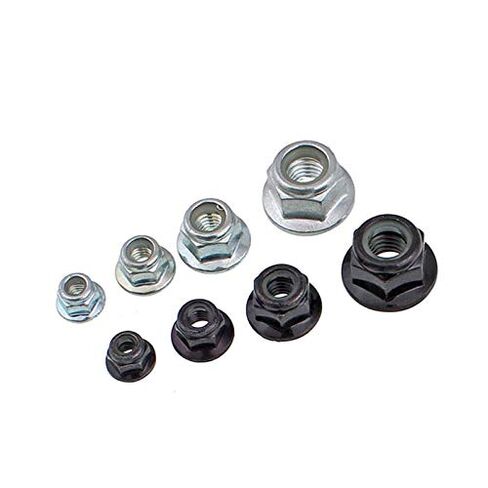 Lock Nuts Kit, 20pcs Hex Nut M3 M4 M5 M6 M8 Black Zinc/Nickel Plated Serrated Nuts Fastener(Black,M8) in Kuwait