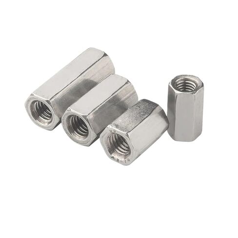 GB56 1/4 5/16 3/8 UNC UNF الفولاذ المقاوم للصدأ تمديد طويل إطالة مسدس اقتران المكسرات موصل الأكمام المشتركة (1I4-20x10x20 (3 قطعة)) in Kuwait