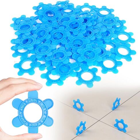 400 Pcs Reusable Hexagon Tile Spacers 1–5mm, 6 Sizes in 1 Large 6.7cm Plastic Tile Leveling Shims, Colour Coded Gap Clips for Wall & Floor Tiling, Fast Removal (Blue) in Saudi Arabia