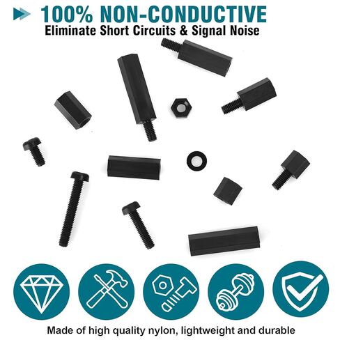 M3 Nylon Standoff & Fastener Kit - Complete Set with Screws, Nuts, Spacers & Threaded Pillars (6mm to 20mm) for Motherboard, PCB, 3D Printer, Raspberry Pi & Computer Building - 600Pcs in Saudi Arabia