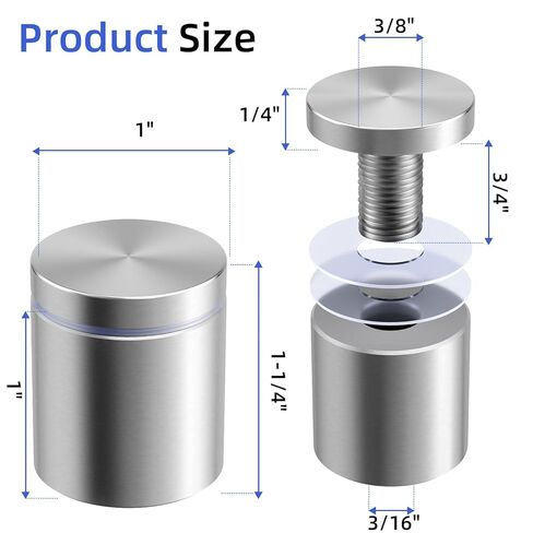 20-Pack Standoff Screws (1 in. Dia x 1 in. L), Stainless Steel Standoff Mounting Hardware Picture Mounting Hardware Picture Hanging Mounting Screws Frame Spacers for Acrylic Signs, Silver in Saudi Arabia