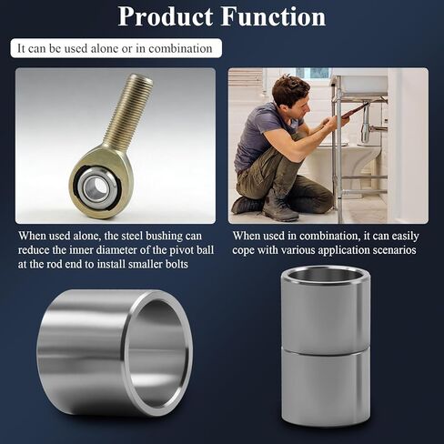 12 قطعة من البطانات المصنوعة من الفولاذ المقاوم للصدأ، محولات جلبة مخفض من الفولاذ المقاوم للصدأ مقاس 3/4 بوصة إلى 5/8 بوصة، تناسب مسامير وقضبان البراغي مقاس 5/8 بوصة، فاصل معدني مسماري، فاصل معدني مستدير من الفولاذ المقاوم للصدأ in Kuwait
