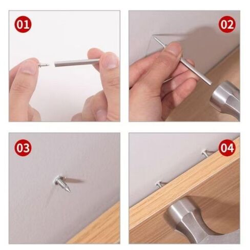 300pcs Double-Head Skirting Thread Seamless Nails with Bonus 3pcs Sleeve Tools, Invisible Security Screws for Wood Baseboards Nails Non Marking Double Sided Nails, in Saudi Arabia