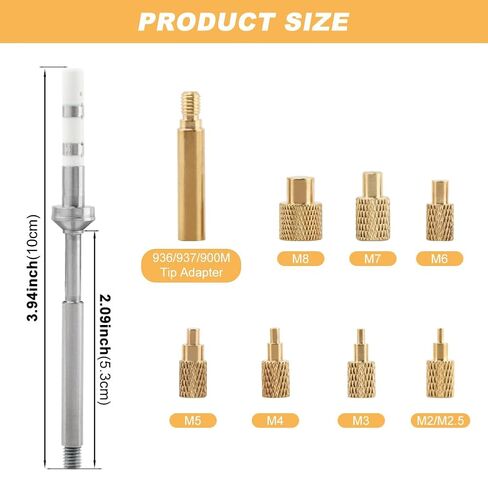 Heat Set Insert Tool M2 M2.5 M3 M4 M5 M6 M8 Hot Mel-t Brass Knurled Nut Embedded Insertion Tip Adapter Kit 3D Printed Parts Install for TS100 TS101 Pine64 936 Soldering Iron Heat Set Insert Tool Kit in Saudi Arabia