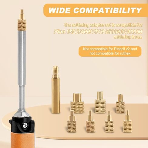 Heat Set Insert Tool M2 M2.5 M3 M4 M5 M6 M8 Hot Mel-t Brass Knurled Nut Embedded Insertion Tip Adapter Kit 3D Printed Parts Install for TS100 TS101 Pine64 936 Soldering Iron Heat Set Insert Tool Kit in Saudi Arabia