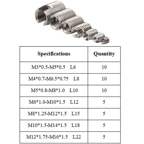 50Pcs Thread Inserts,Stainless Steel Inner Thread Self Tapping Thread Set, M3 M4 M5 M6 M8 M10 M12 M16 with a Storage Box in Saudi Arabia