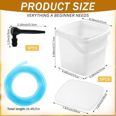 5 Set Maple Syrup Tapping Kit with 5 Buckets 16ft Food Grade Tubing 5 Taps Maple Sap,Maple Tree Tapping Kit Collection Supplies Syrup Tree Taps for Experts or Beginners in Saudi Arabia