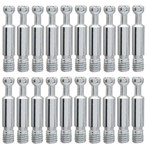 20 Piece Furniture Connecting Fittings, Thread Bolts Dowels Screws Metal Dowel Fitting Fasteners, Silver Fasteners for Cabinet Drawer and Wardrobe Furniture in Saudi Arabia