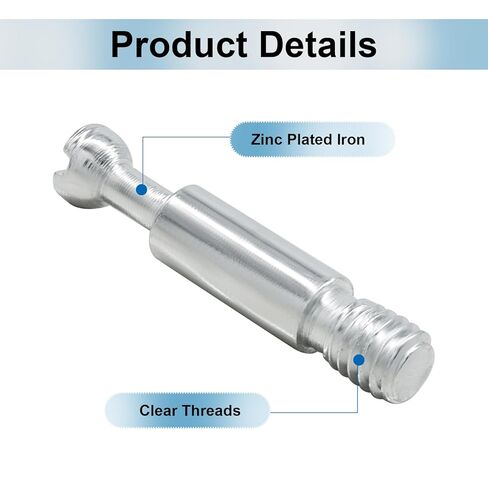 20 Piece Furniture Connecting Fittings, Thread Bolts Dowels Screws Metal Dowel Fitting Fasteners, Silver Fasteners for Cabinet Drawer and Wardrobe Furniture in Saudi Arabia