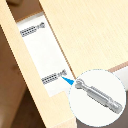 20 Piece Furniture Connecting Fittings, Thread Bolts Dowels Screws Metal Dowel Fitting Fasteners, Silver Fasteners for Cabinet Drawer and Wardrobe Furniture in Saudi Arabia