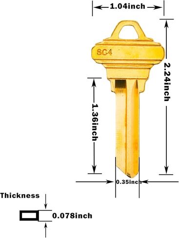 Brass Finish Uncut Key Blanks, SC4 (6SH1) Blank Keys, SC4 Key Blanks 6 Pin (100-Pack) in Saudi Arabia