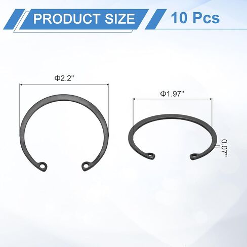 uxcell 10Pcs 2-1/16" (52mm) Internal Retaining Ring Circlip, 65 Mn Spring Steel Internal Circlip Snap Rings C-Clips for Grooved Shafts Studs, Black in Saudi Arabia