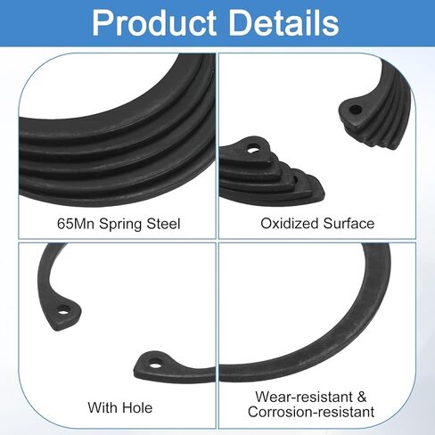 uxcell 10Pcs 2-1/16" (52mm) Internal Retaining Ring Circlip, 65 Mn Spring Steel Internal Circlip Snap Rings C-Clips for Grooved Shafts Studs, Black in Saudi Arabia