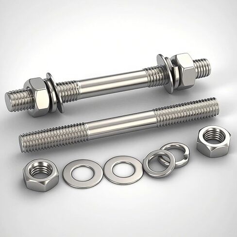 304 Stainless Steel Double Ended Stud M8, 5-Pack Threaded Rod Connector with Nuts and Washers, Complete Hardware Sets (M8*80 (5 PCS)) in Saudi Arabia