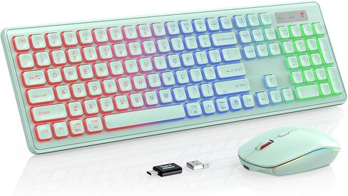 RGB Backlit Keyboard and Mouse-Peach Pink in Saudi Arabia