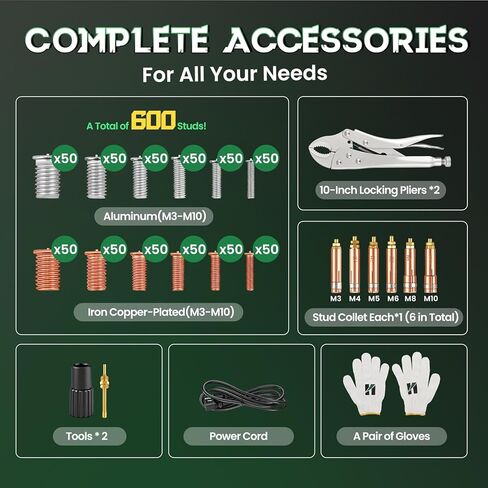 Huanyu Capacitor Discharge Stud Welder M3-M10 Stud Bolt Plate Welder Welding Machine Welding Bolt Plate Insulation Nail Screw Low Carbon Steel Stainless Steel Aluminum Brass (Model-8100, 110V) in Kuwait