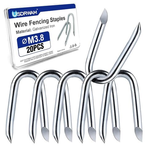 1.5" Extra Long Fence Staples, Heavy Duty Galvanized Steel U Nails for Fence Post and Chicken Wire Installation, 20 Pack in Kuwait