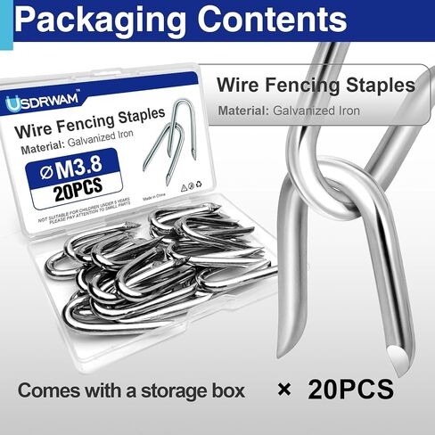1.5" Extra Long Fence Staples, Heavy Duty Galvanized Steel U Nails for Fence Post and Chicken Wire Installation, 20 Pack in Kuwait