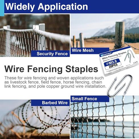 1.5" Extra Long Fence Staples, Heavy Duty Galvanized Steel U Nails for Fence Post and Chicken Wire Installation, 20 Pack in Kuwait