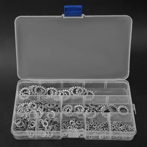 YWBL-WH 300Pcs Serrated Lock Washer 304 Stainless Steel Anti-Loose External Serrated Gasket Assortment Set, Gasket Retaining Ring in Saudi Arabia