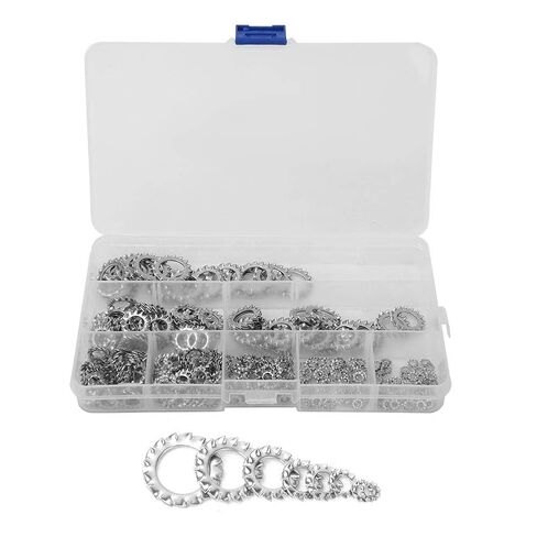 YWBL-WH 300Pcs Serrated Lock Washer 304 Stainless Steel Anti-Loose External Serrated Gasket Assortment Set, Gasket Retaining Ring in Saudi Arabia