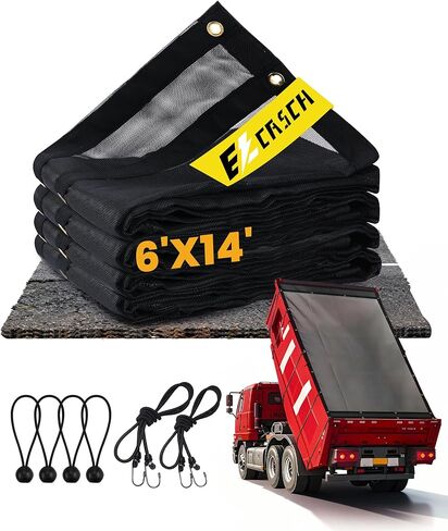 Dump Truck Mesh Tarp 7'x22' Vinyl Coated Dump Trailer Tarp 18oz Dump Truck Tarp Truck Bed Tarp Two Pockets with 3'' and 5'' Widths and Grommets Double-Stitched Edges for Truck Transport in Kuwait