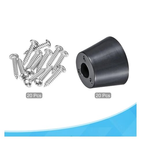 MIUYTRN 20 قطعة 0.79 بوصة ارتفاع × 1.14 بوصة عرض أقدام مطاطية مع غسالة من الفولاذ المقاوم للصدأ ومسامير للأثاث والأجهزة والإلكترونيات cuicui in Kuwait