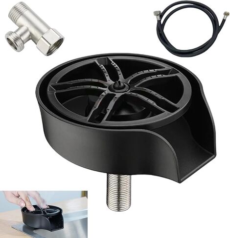 SOONHUA Kitchen Sink Glass Rinser, Pull-Out Spray Head Cup and Bottle Cleaner with Universal Quick Adapters for Fast Rinsing Wine Glasses, Mugs & Jars, Heavy-Duty Chrome Finish in Saudi Arabia