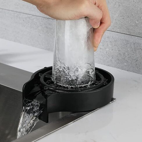 Kitchen Sink Glass Rinser, Bottle Cup Washer Cleaner Accessories Specially Designed for Kitchen Bar, Powerful Automatic Flushing Device, Matte Black in Saudi Arabia