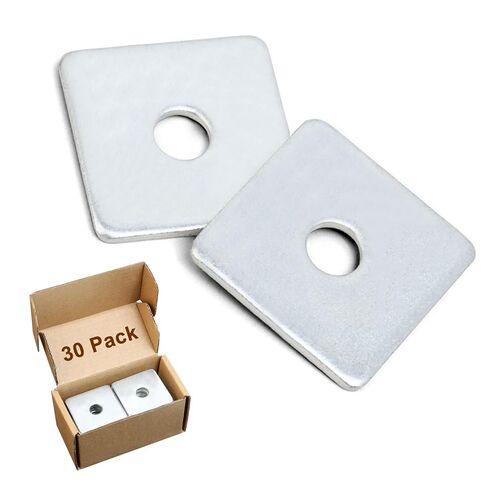 غسالات مربعة، 30 عبوة تناسب مسامير مقاس 3/8 بوصة، وغسالات مجلفنة مقاس 1-5/8 بوصة × 1-5/8 بوصة in Kuwait