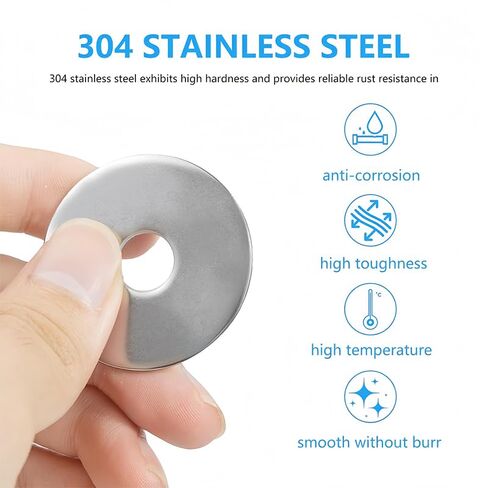 1/4" Stainless Washer (50 Pack), 5/8" Outside Diameter, 0.06" Thickness, Flat Washer for Screws, Bolts, and Nuts in Saudi Arabia