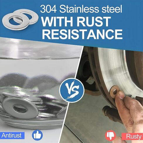 1/4" Stainless Washer (50 Pack), 5/8" Outside Diameter, 0.06" Thickness, Flat Washer for Screws, Bolts, and Nuts in Saudi Arabia