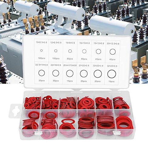 600pcs Red Vulcanised Fibre Washer, Strong Prevention, 160pcs: 10x5x0.8mm, Easy to Identify, Application: Applicable to All Kinds of Transformer in Saudi Arabia