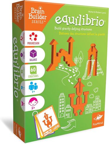 Foxmind Games: Equilibrio Spatial Logic and Dexterity Game, Build Gravity Defying Structures, 60 Smart Puzzles to Work Through, 6 Levels of Complexity, Develops STEM Skills, 1+ Players, For Ages 5+ in Kuwait